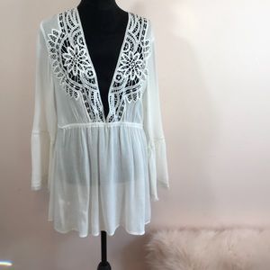NWT TopShop | Boho Lace Bell Sleeve Blouse